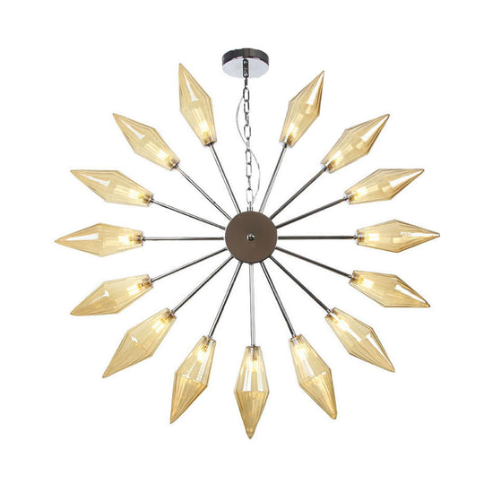 Moderner industrieller Sputnik-Kronleuchter mit Bernstein-/Klarglas – 6/9/12 Lichter – Schwarz-/Kupfer-/Chrom-Oberflächen