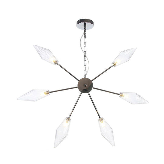Moderner industrieller Sputnik-Kronleuchter mit Bernstein-/Klarglas – 6/9/12 Lichter – Schwarz-/Kupfer-/Chrom-Oberflächen