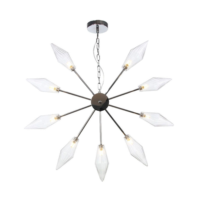 Moderner industrieller Sputnik-Kronleuchter mit Bernstein-/Klarglas – 6/9/12 Lichter – Schwarz-/Kupfer-/Chrom-Oberflächen