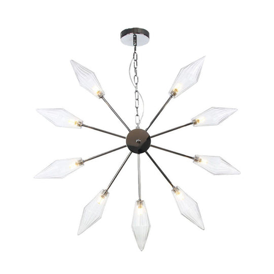 Moderner industrieller Sputnik-Kronleuchter mit Bernstein-/Klarglas – 6/9/12 Lichter – Schwarz-/Kupfer-/Chrom-Oberflächen