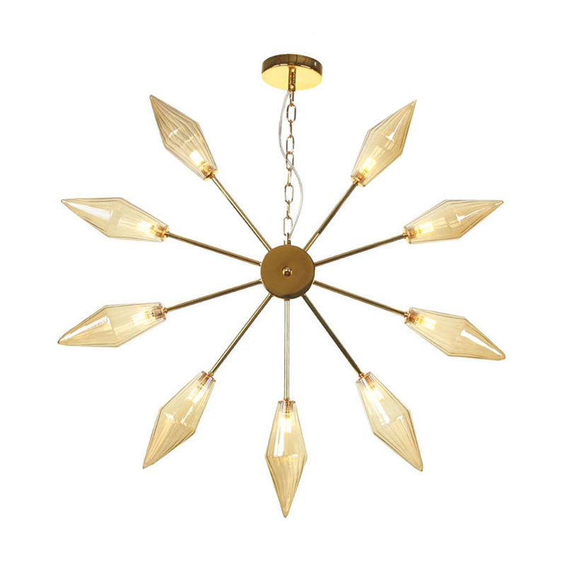Moderner industrieller Sputnik-Kronleuchter mit Bernstein-/Klarglas – 6/9/12 Lichter – Schwarz-/Kupfer-/Chrom-Oberflächen