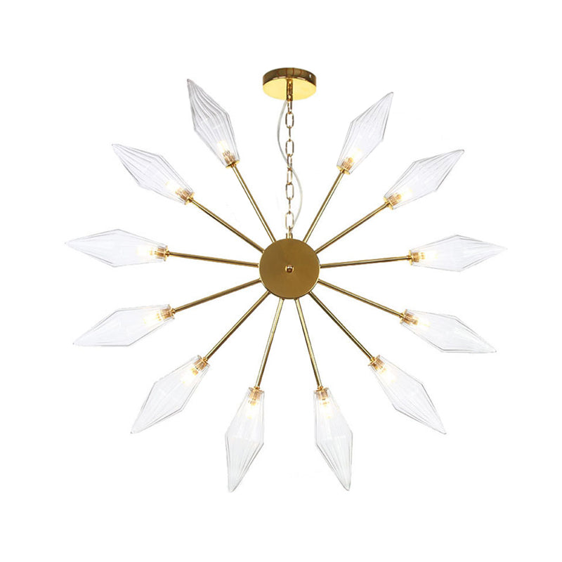 Moderner industrieller Sputnik-Kronleuchter mit Bernstein-/Klarglas – 6/9/12 Lichter – Schwarz-/Kupfer-/Chrom-Oberflächen