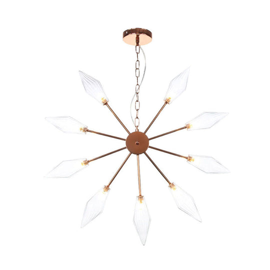 Moderner industrieller Sputnik-Kronleuchter mit Bernstein-/Klarglas – 6/9/12 Lichter – Schwarz-/Kupfer-/Chrom-Oberflächen