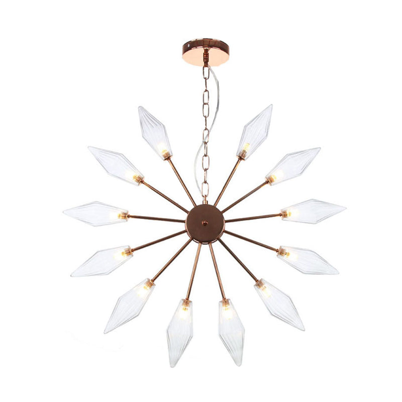 Moderner industrieller Sputnik-Kronleuchter mit Bernstein-/Klarglas – 6/9/12 Lichter – Schwarz-/Kupfer-/Chrom-Oberflächen