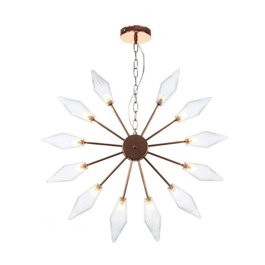Moderner industrieller Sputnik-Kronleuchter mit Bernstein-/Klarglas – 6/9/12 Lichter – Schwarz-/Kupfer-/Chrom-Oberflächen