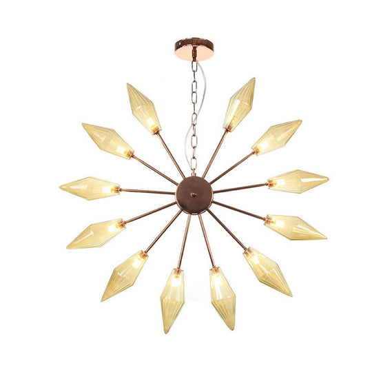 Moderner industrieller Sputnik-Kronleuchter mit Bernstein-/Klarglas – 6/9/12 Lichter – Schwarz-/Kupfer-/Chrom-Oberflächen