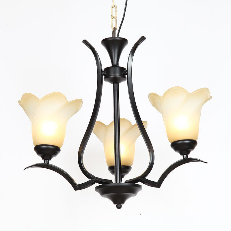 Traditional White Glass Chandelier - 1/2-Tier Floral Design 3/6/8-Light Options For Living Room Or