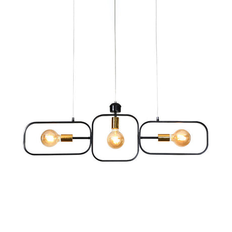 Contemporary 3-Light Frame Pendant Chandelier In Black & Gold Black-Gold
