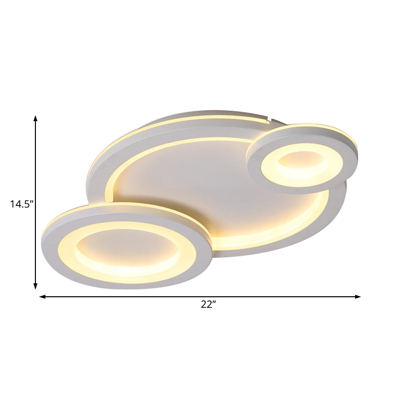Modern Led Flush Ceiling Lamp With Acrylic Shade - Grey/White Round Mount Warm/White Light
