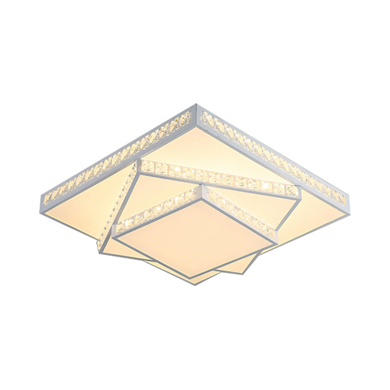 Modern Acrylic Led Square Ceiling Lamp - White Flush Mount Lighting 16’/19.5’/23.5’ Wide & 3