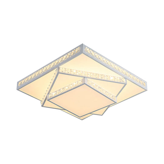 Modern Acrylic Led Square Ceiling Lamp - White Flush Mount Lighting 16’/19.5’/23.5’ Wide & 3