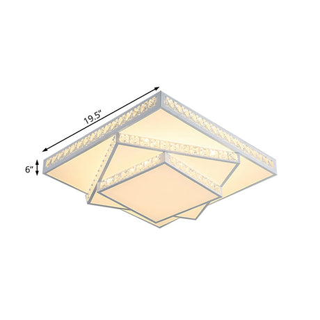 Modern Acrylic Led Square Ceiling Lamp - White Flush Mount Lighting 16/19.5/23.5 Wide & 3 Color