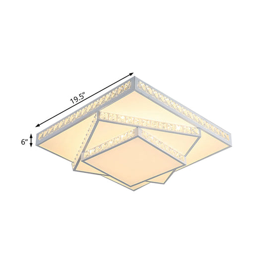 Modern Acrylic Led Square Ceiling Lamp - White Flush Mount Lighting 16/19.5/23.5 Wide & 3 Color