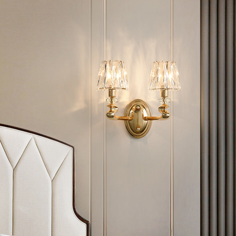Modern Gold K9 Crystal Wall Sconce Light For Bedroom