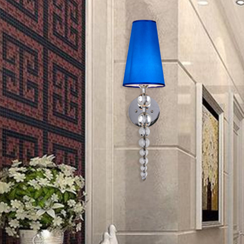 Modern Clear Crystal Glass Cone Wall Sconce Light 1 Head Blue Lighting Fixture 19/26.5 Tall / 19