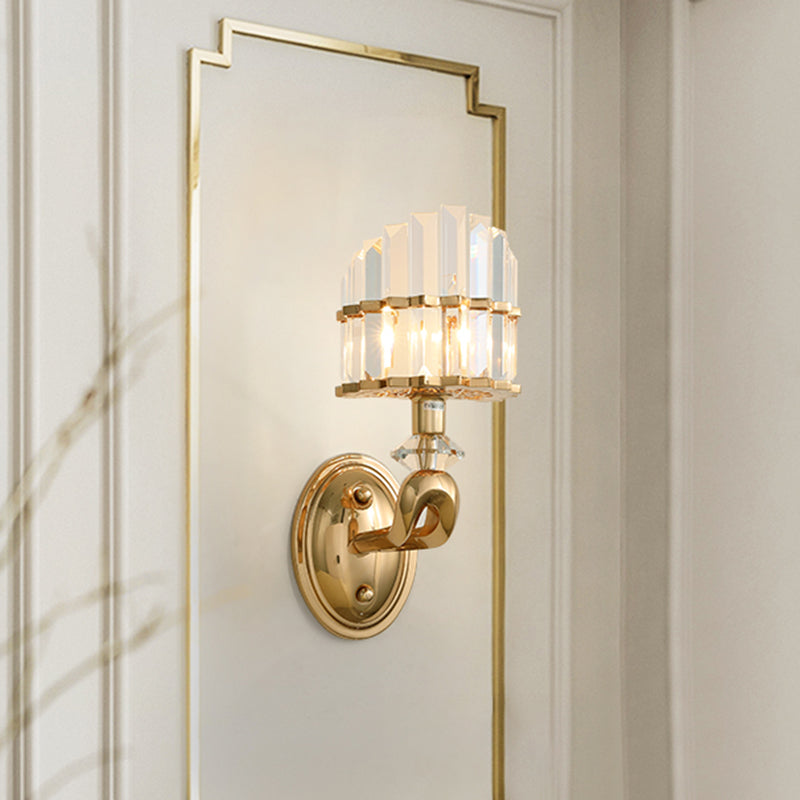 Modern Crystal Gold Wall Lamp - Geometric Design With Led Lighting Perfect For Living Room