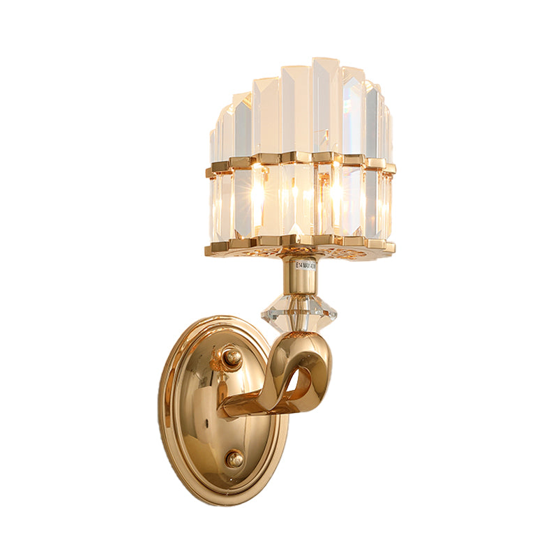 Modern Crystal Gold Wall Lamp - Geometric Design With Led Lighting Perfect For Living Room