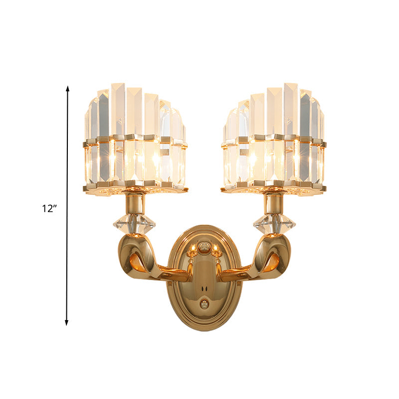 Modern Crystal Gold Wall Lamp - Geometric Design With Led Lighting Perfect For Living Room