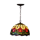 Red/Green Tiffany Cut Glass Chandelier Light - 1/2 Lights Kitchen Suspension Lamp 12/16 Width