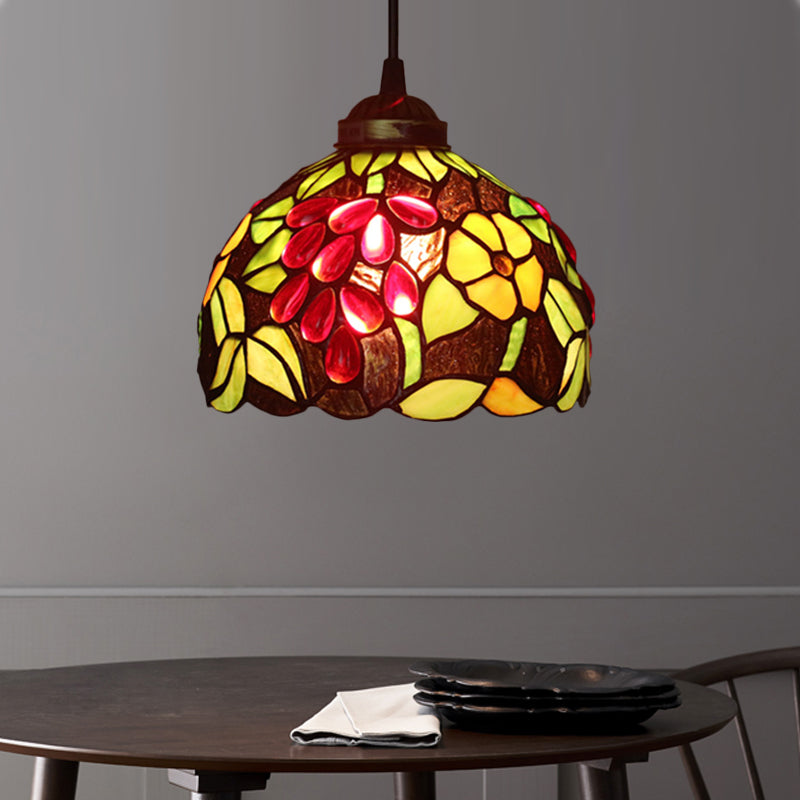 Victorian Cut Glass Pendant Light Kit- Single Grape/Flower/Diamond Suspension Lamp In