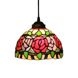 Victorian White/Red/Yellow Cut Glass Pendant Light Kit - Elegant 1-Light Grape/Flower/Diamond