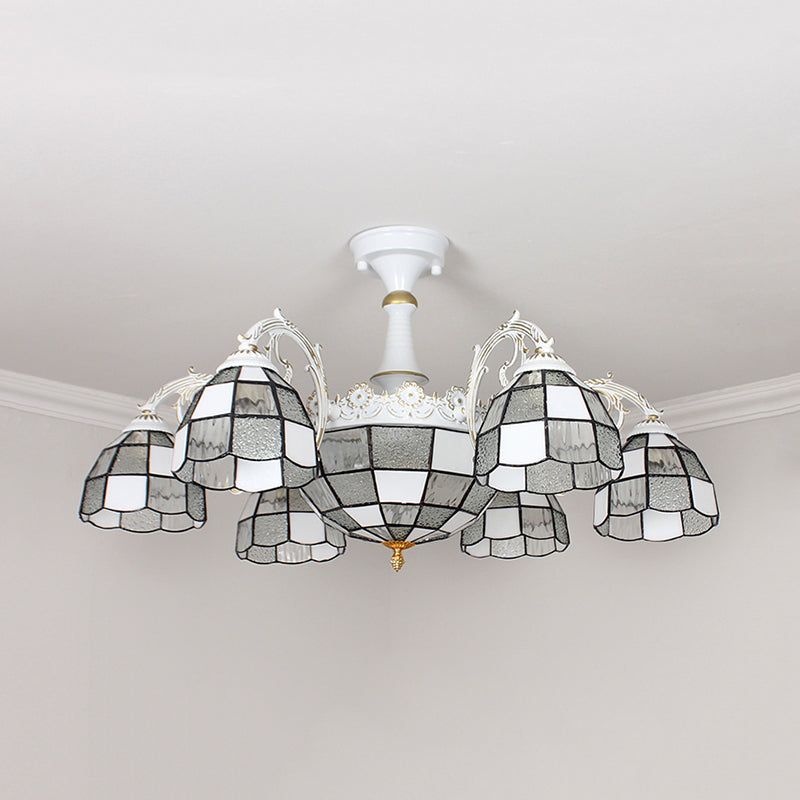 Baroque White/Blue/Silver Glass 9 - Light Ceiling Light Fixture For Bedroom
