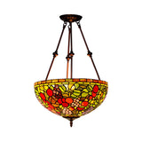 Victorian Bronze Ceiling Light Fixture With Stained Glass Dome Shade - 2-Light Semi Flush For Living
