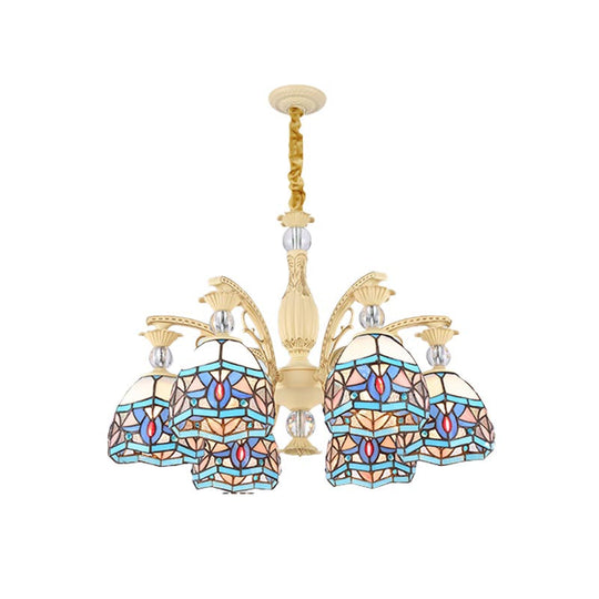 Blue Victorian Chandelier With Cut Glass Shade - 6/9/11 Lights Modern Suspension Pendant For Living