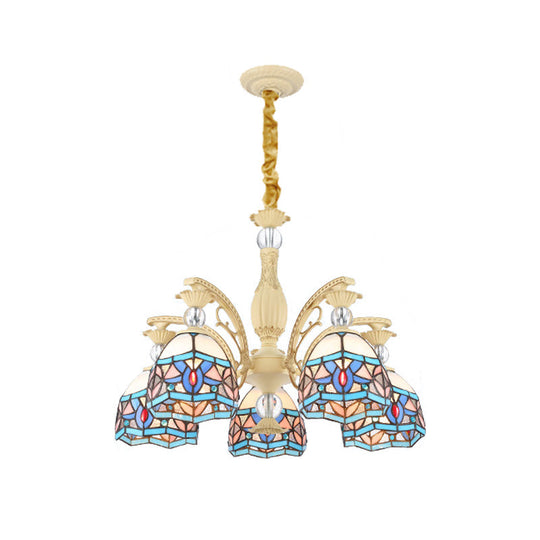 Blue Victorian Chandelier With Cut Glass Shade - 6/9/11 Lights Modern Suspension Pendant For Living