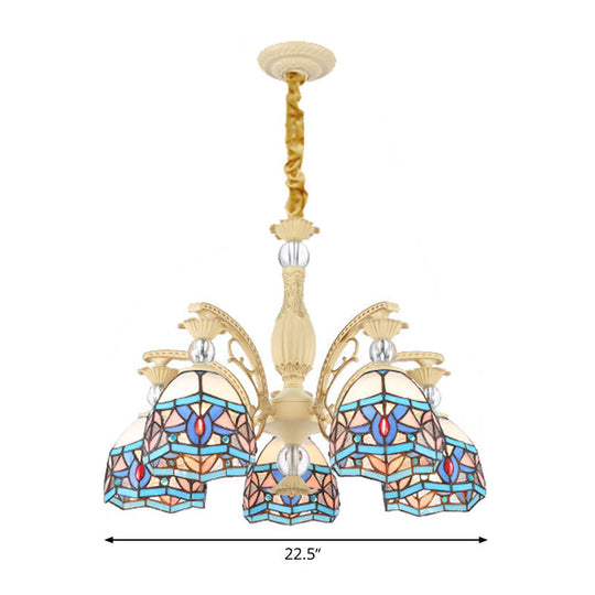 Blue Victorian Chandelier With Cut Glass Shade - 6/9/11 Lights Modern Suspension Pendant For Living