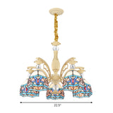 Blue Victorian Cut Glass Chandelier Light With Suspension Pendant - 6/9/11 Lights Domed Shade Living