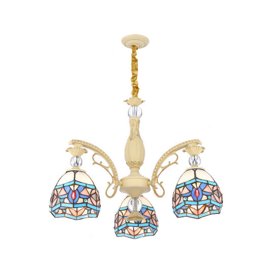 Blue Victorian Chandelier With Cut Glass Shade - 6/9/11 Lights Modern Suspension Pendant For Living