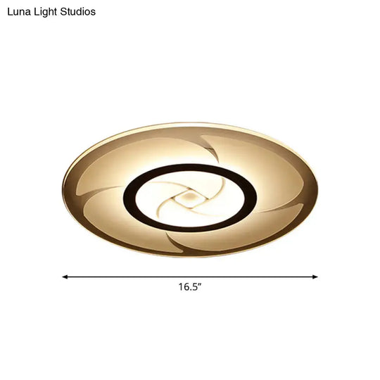 Modern Pinwheel Pattern Disc Thin Ceiling Light - 16.5’/24.5’/31’ W Led Flush Mounted Lamp White