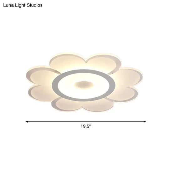 Contemporary Flower Shaped Acrylic Ceiling Light - White Led Flush Mount For Living Room