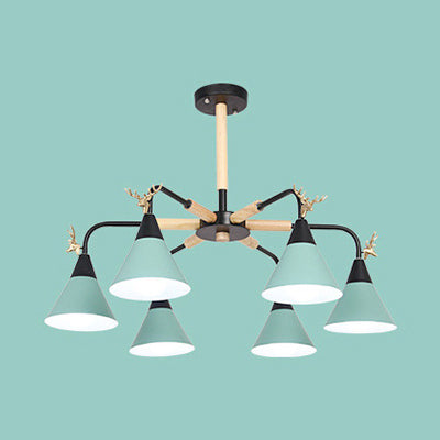 Horn-Shaped Macaroon Pendant Light - Metal Hanging Lamp For Bedroom