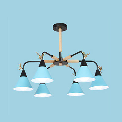 Horn-Shaped Macaroon Pendant Light - Metal Hanging Lamp For Bedroom