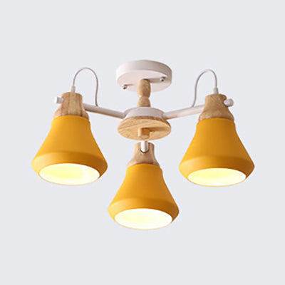 Tapered Shade Hanging Pendant Lamp For Simple Living Room Lighting Yellow