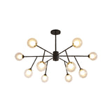 Modern 12/15/18-Light Chandelier With Clear Glass Shade And Black/Gold Ball Ceiling Pendant Lamp