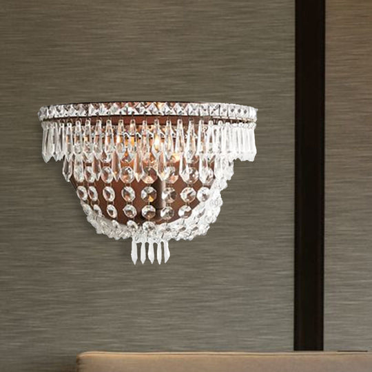 Modernist Led Crystal Basket Wall Sconce For Bedroom Lighting Clear