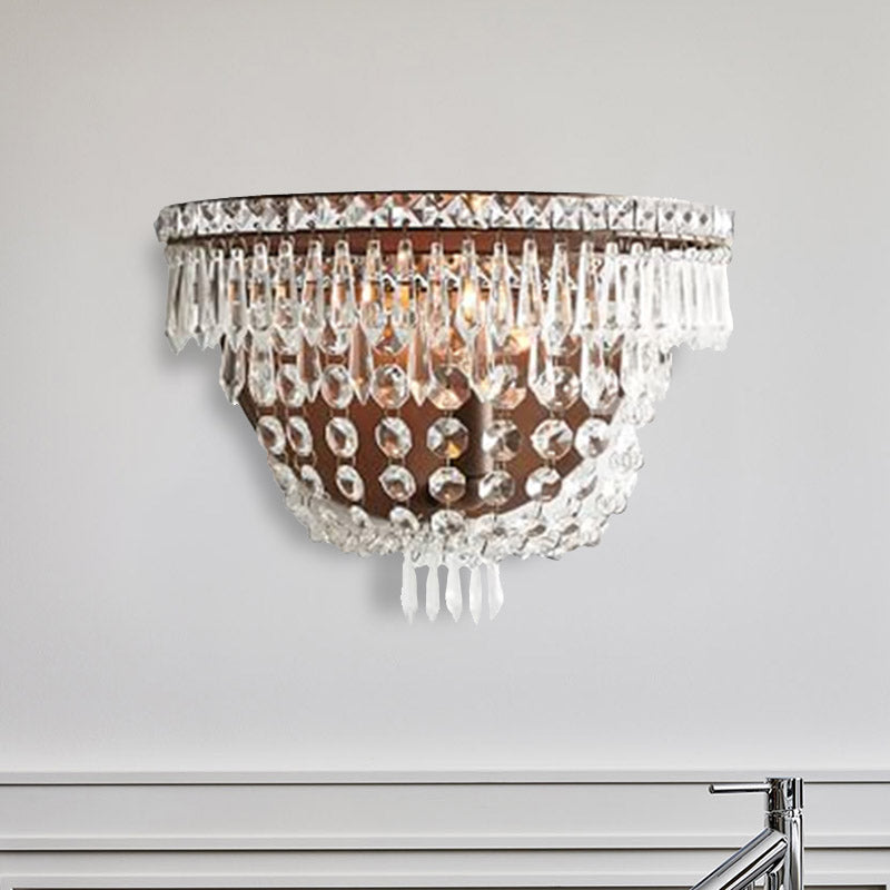 Modernist Led Crystal Basket Wall Sconce For Bedroom Lighting
