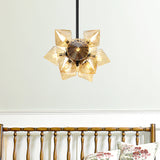 Contemporary Amber Glass Diamond Chandelier Lamp - 9/12 Bulbs Hanging Pentant Light For Living Room