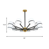 Modernist Round Hanging Chandelier - Frosted White Glass 6/8/10 Bulbs Pendant Light In Black