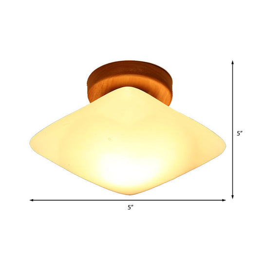 Frosted Glass Semi-Circle/Square Flush Ceiling Light - Modern 1-Light Mount For Corridor