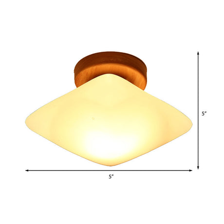 Frosted Glass Semi-Circle/Square Flush Ceiling Light - Modern 1-Light Mount For Corridor