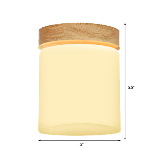 Frosted Glass Geometric Flush Mount Light - Nordic Style Ceiling Fixture For Corridor In White