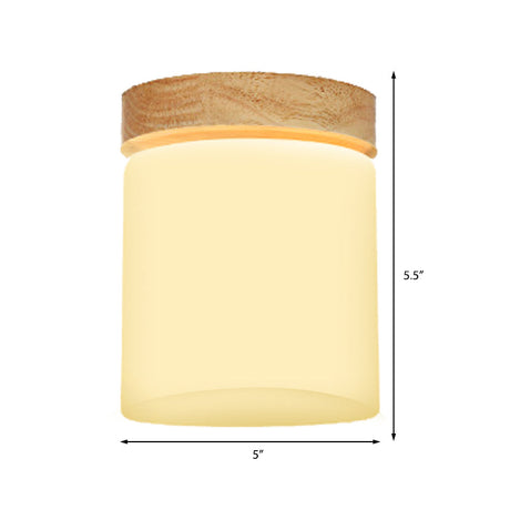 Frosted Glass Geometric Flush Mount Light - Nordic Style Ceiling Fixture For Corridor In White