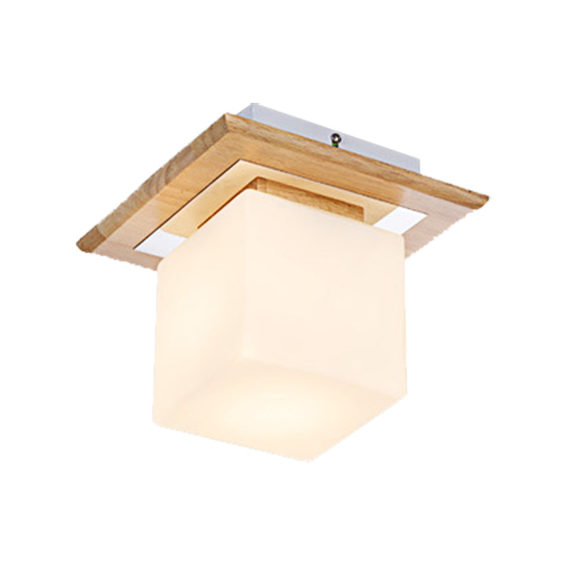 Frosted Glass Geometric Flush Mount Light - Nordic Style Ceiling Fixture For Corridor In White