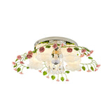 Bloom Crystal Flush Mount Ceiling Light With 5 Bulbs And White Glass Shade For Living Room