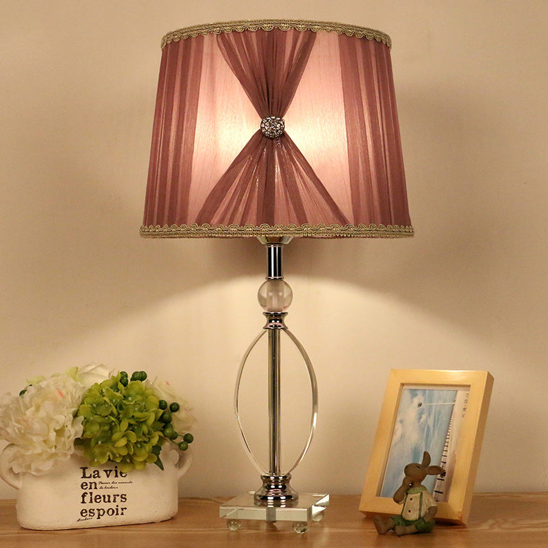 Rustic Purple Bedroom Nightstand Lamp - 1 Light Crystal Shade