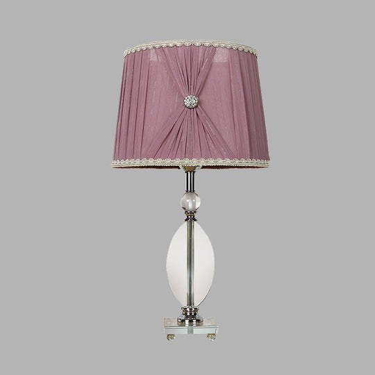 Rustic Purple Bedroom Nightstand Lamp - 1 Light Crystal Shade